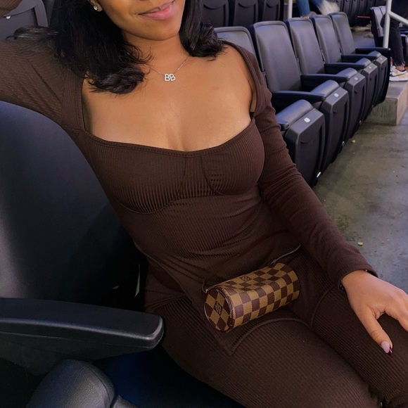 Two Piece Chocolate Ribbed Set - Picture 5 of 5